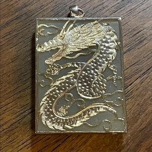 Gold Plated Jade Dragon Pendant